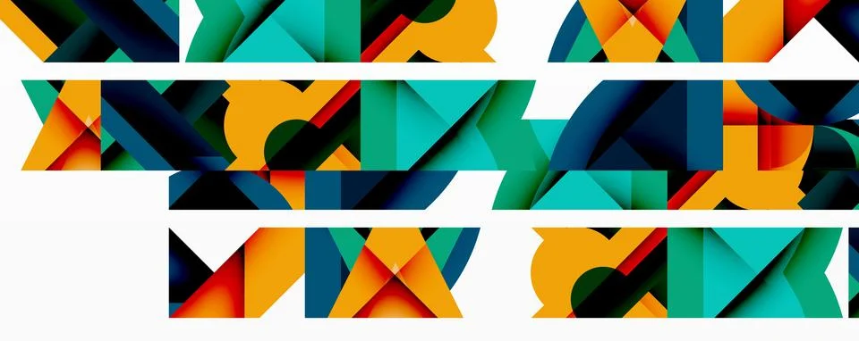 Abstract geometric artwork with interwoven angular and curved shapes, dynamic イラスト素材