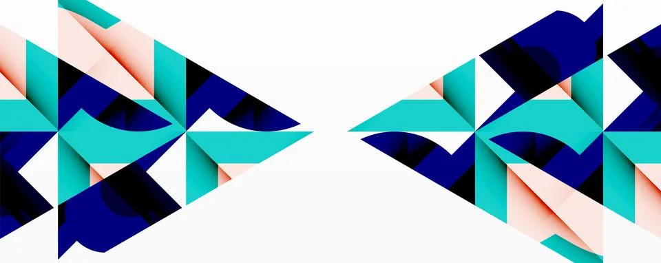 Abstract geometric artwork with interwoven angular and curved shapes, dynamic Stockillustratie