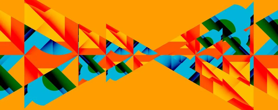 Abstract geometric artwork with interwoven angular and curved shapes, dynamic Ilustração Stock