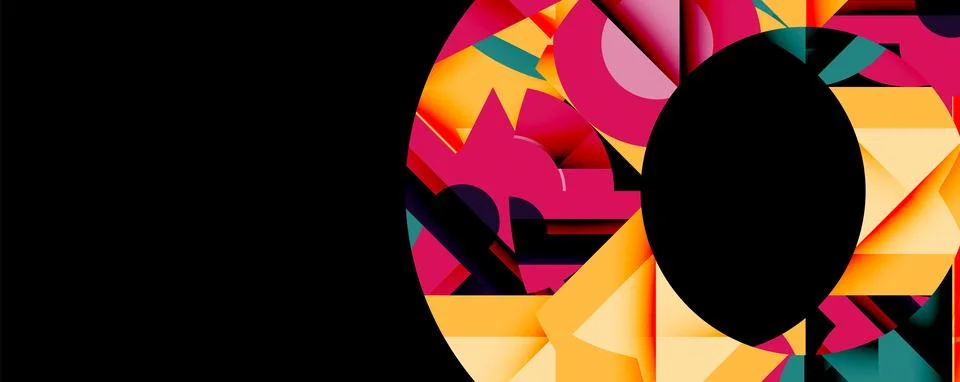 Abstract geometric artwork with interwoven angular and curved shapes, dynamic Ilustração Stock