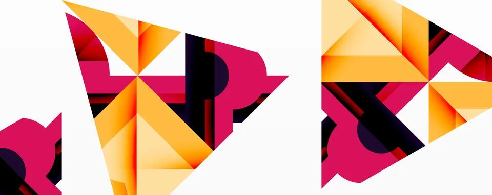 Abstract geometric artwork with interwoven angular and curved shapes, dynamic Stockillustratie