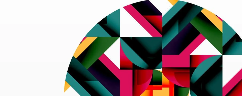 Abstract geometric artwork with interwoven angular and curved shapes, dynamic Stockillustratie