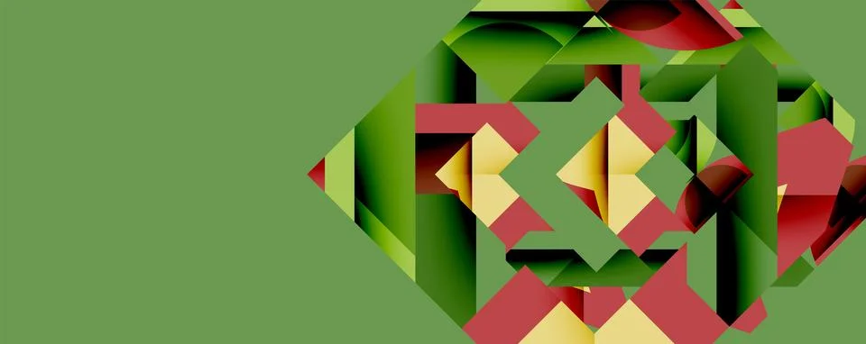 Abstract geometric artwork with interwoven angular and curved shapes, dynamic Ilustración de archivo