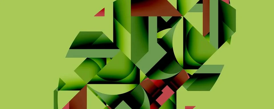 Abstract geometric artwork with interwoven angular and curved shapes, dynamic Stockillustratie