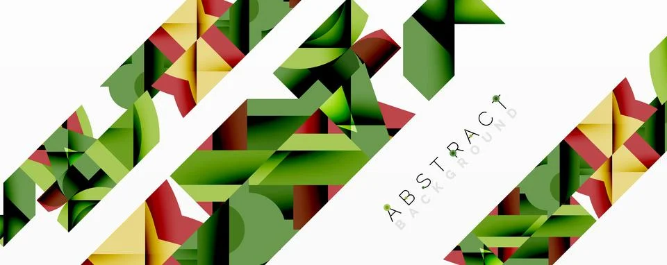 Abstract geometric artwork with interwoven angular and curved shapes, dynamic Stock Illustration