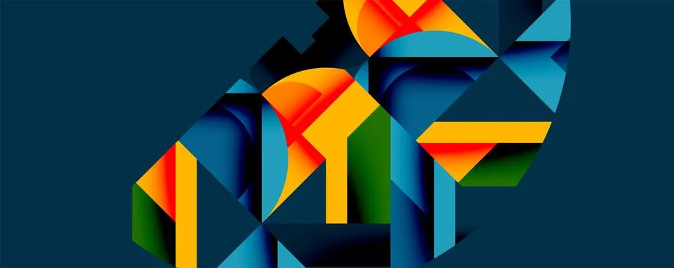 Abstract geometric artwork with interwoven angular and curved shapes, dynamic Ilustração Stock