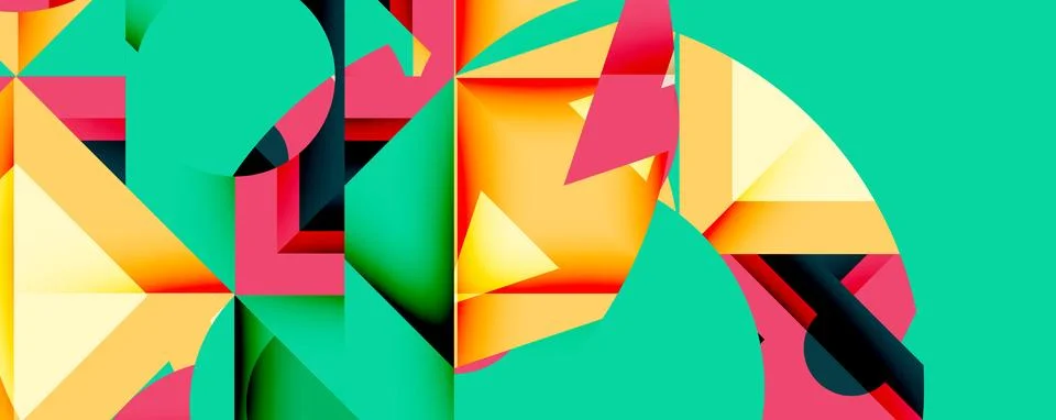 Abstract geometric artwork with interwoven angular and curved shapes, dynamic Stockillustratie