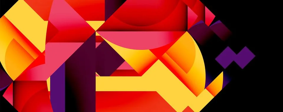 Abstract geometric artwork with interwoven angular and curved shapes, dynamic Stockillustratie