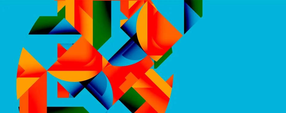 Abstract geometric artwork with interwoven angular and curved shapes, dynamic Stock Illustration