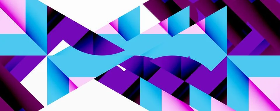 Abstract geometric artwork with interwoven angular and curved shapes, dynamic Illustrazione stock