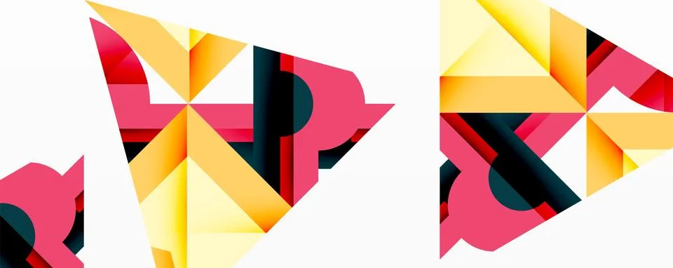 Abstract geometric artwork with interwoven angular and curved shapes, dynamic イラスト素材