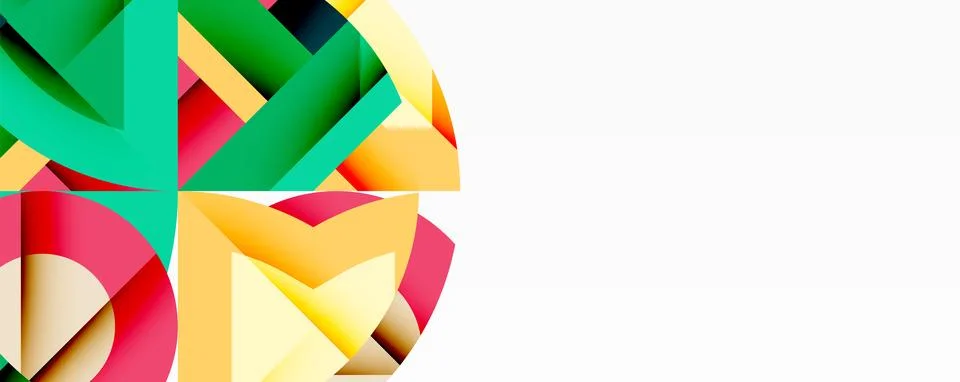 Abstract geometric artwork with interwoven angular and curved shapes, dynamic Stock Illustration