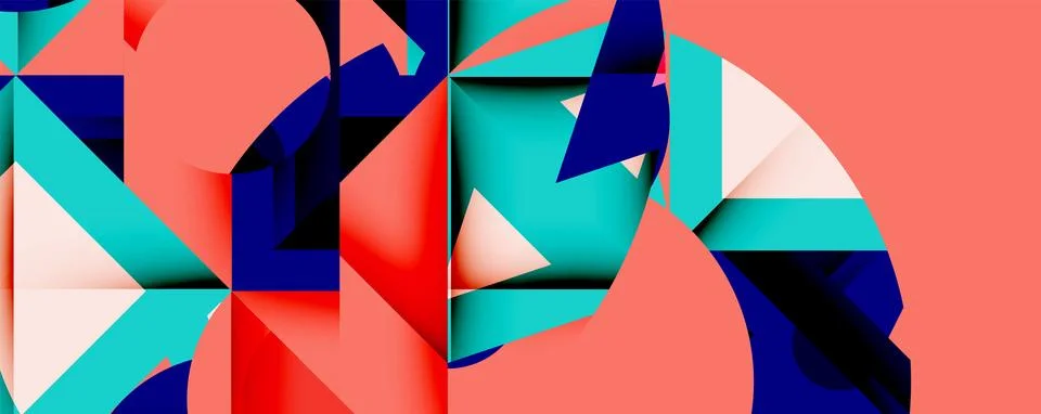 Abstract geometric artwork with interwoven angular and curved shapes, dynamic 스톡 일러스트