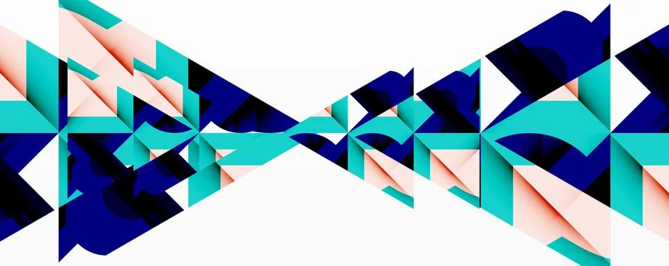 Abstract geometric artwork with interwoven angular and curved shapes, dynamic Illustrazione stock