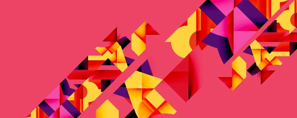 Abstract geometric artwork with interwoven angular and curved shapes, dynamic Ilustração Stock