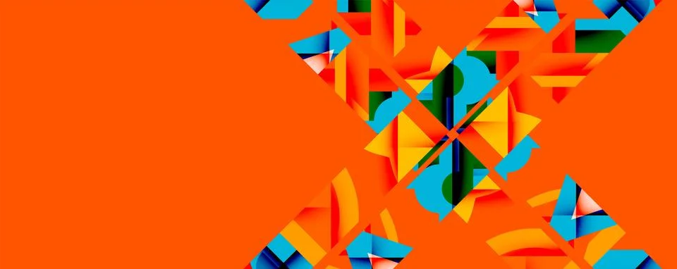 Abstract geometric artwork with interwoven angular and curved shapes, dynamic Stock Illustration