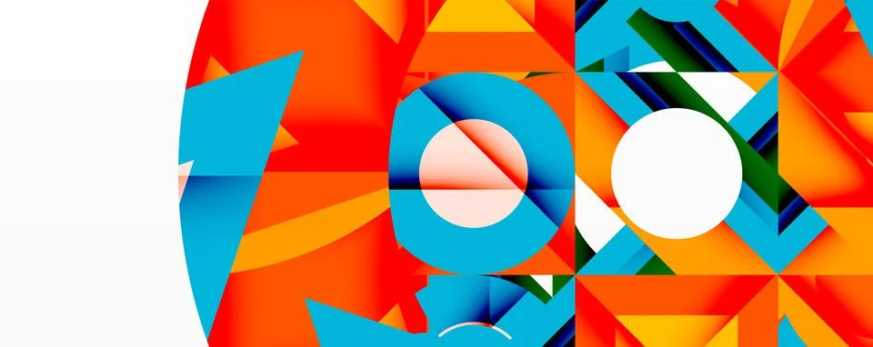 Abstract geometric artwork with interwoven angular and curved shapes, dynamic Ilustração Stock