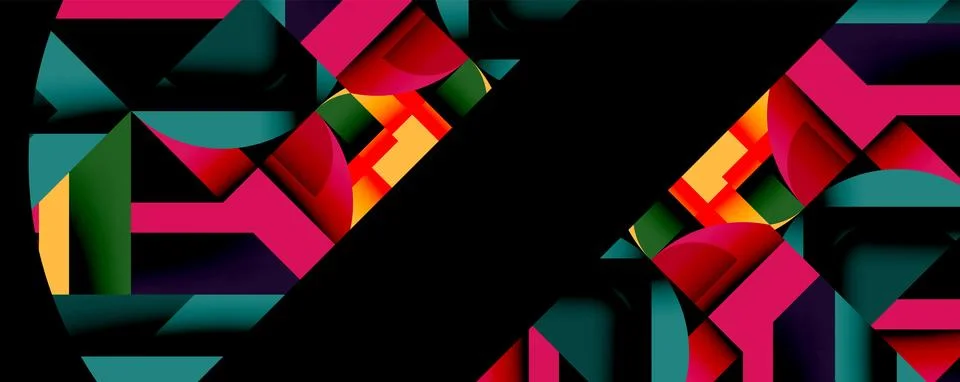 Abstract geometric artwork with interwoven angular and curved shapes, dynamic Illustrazione stock