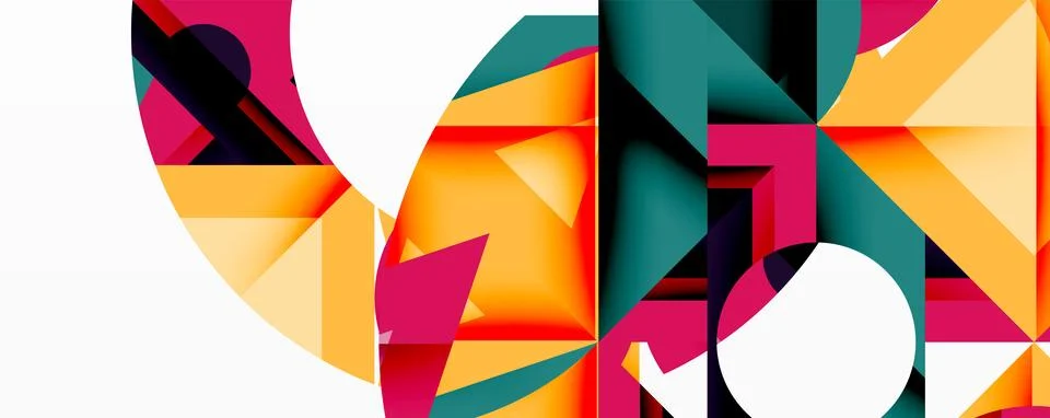Abstract geometric artwork with interwoven angular and curved shapes, dynamic Stock Illustration