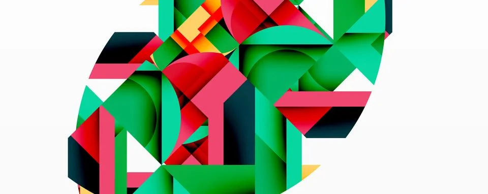 Abstract geometric artwork with interwoven angular and curved shapes, dynamic Illustrazione stock