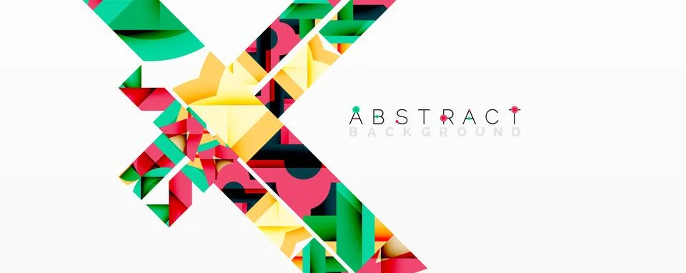 Abstract geometric artwork with interwoven angular and curved shapes, dynamic Stock Illustration