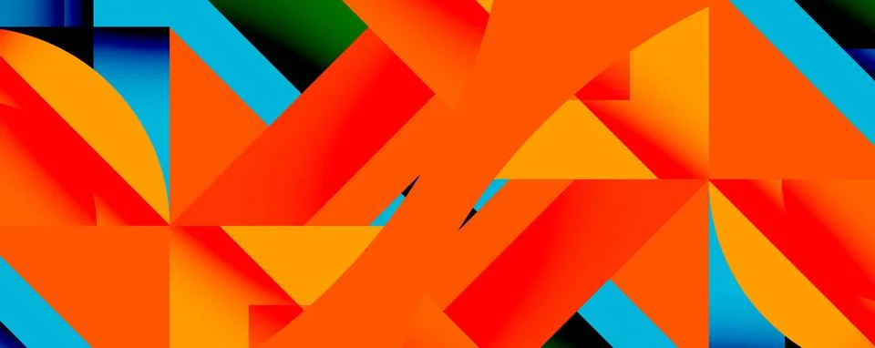 Abstract geometric artwork with interwoven angular and curved shapes, dynamic Stock Illustration