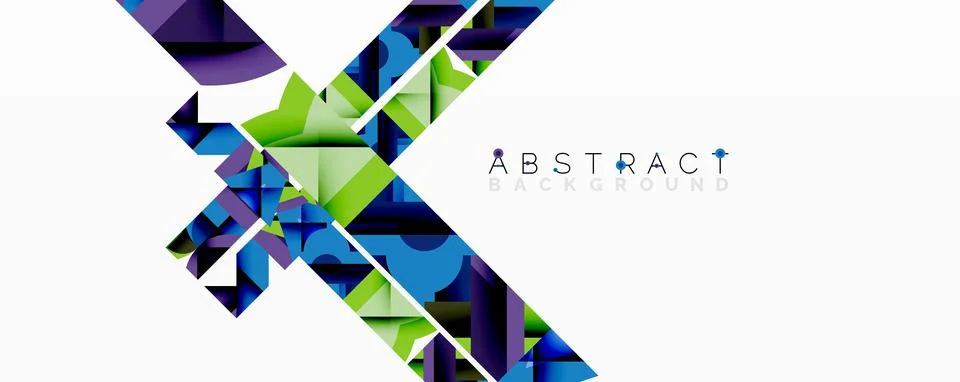 Abstract geometric artwork with interwoven angular and curved shapes, dynamic Illustrazione stock