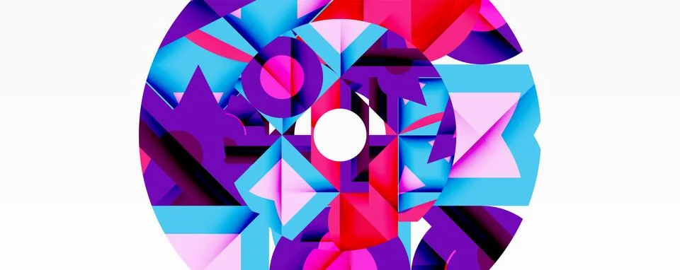 Abstract geometric artwork with interwoven angular and curved shapes, dynamic Ilustração Stock