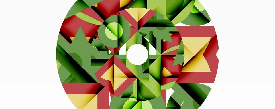 Abstract geometric artwork with interwoven angular and curved shapes, dynamic Stockillustratie