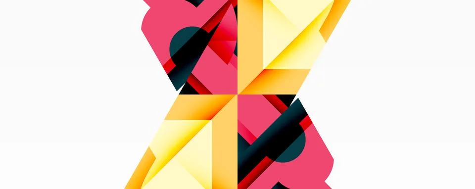 Abstract geometric artwork with interwoven angular and curved shapes, dynamic Stockillustratie