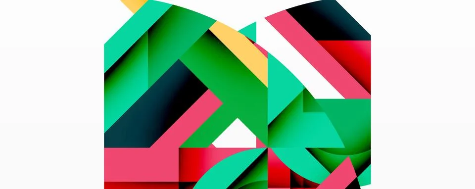 Abstract geometric artwork with interwoven angular and curved shapes, dynamic Ilustración de archivo