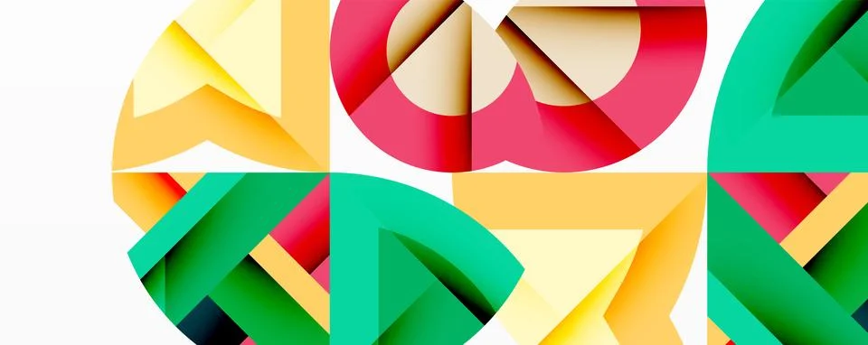 Abstract geometric artwork with interwoven angular and curved shapes, dynamic Ilustração Stock