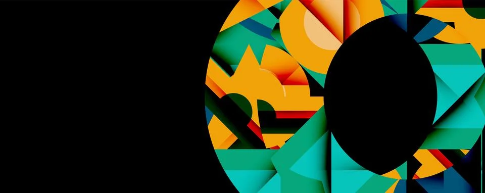 Abstract geometric artwork with interwoven angular and curved shapes, dynamic Ilustração Stock