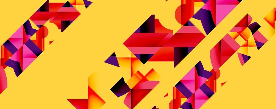 Abstract geometric artwork with interwoven angular and curved shapes, dynamic Stock Illustration