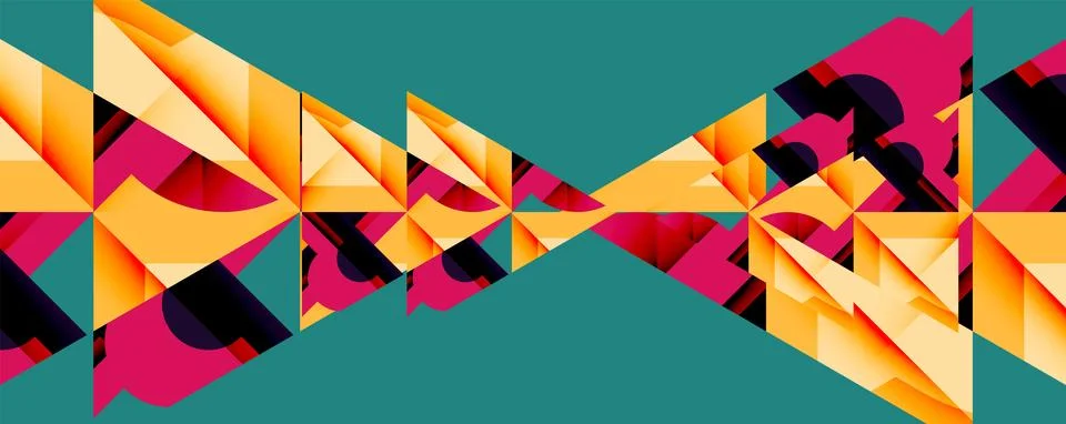 Abstract geometric artwork with interwoven angular and curved shapes, dynamic Illustrazione stock