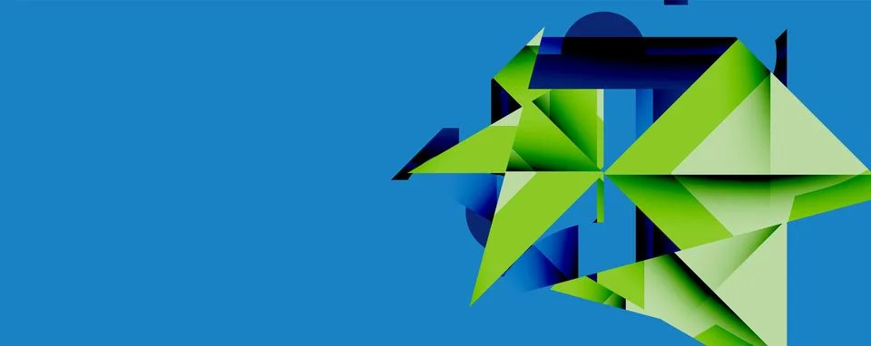 Abstract geometric artwork with interwoven angular and curved shapes, dynamic Illustrazione stock