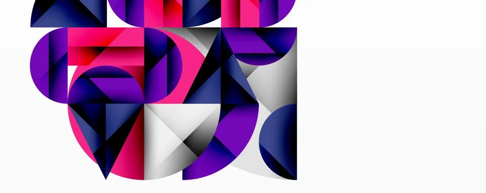 Abstract geometric artwork with overlapping circles and gradients, circle square Stock-Illustration