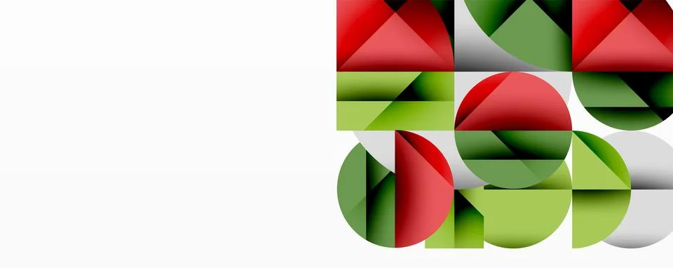 Abstract geometric artwork with overlapping circles and gradients, circle square Illustrazione stock