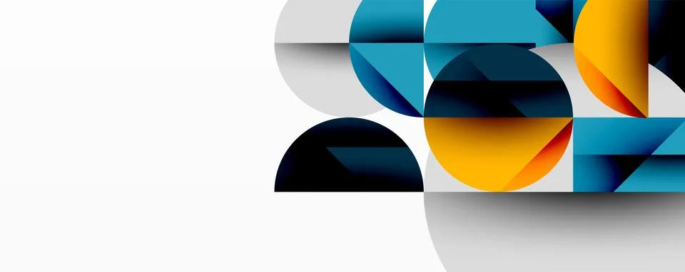 Abstract geometric artwork with overlapping circles and gradients, circle square Stock Illustration