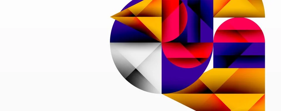 Abstract geometric artwork with overlapping circles and gradients, circle square Stock Illustration