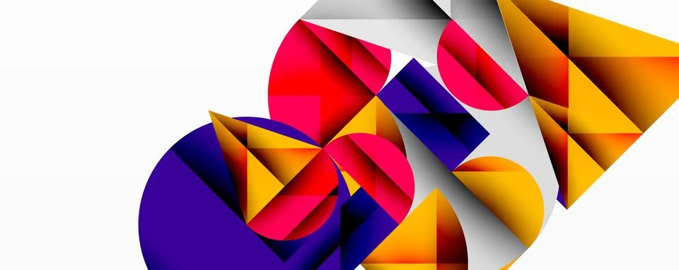 Abstract geometric artwork with overlapping circles and gradients, circle square Stock Illustration