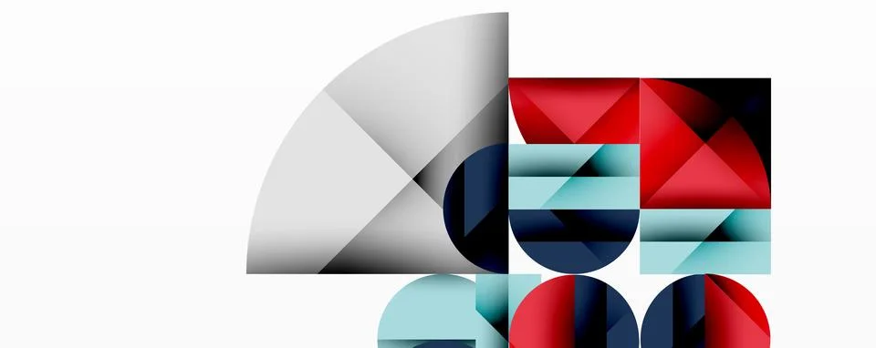 Abstract geometric artwork with overlapping circles and gradients, circle square Illustrazione stock