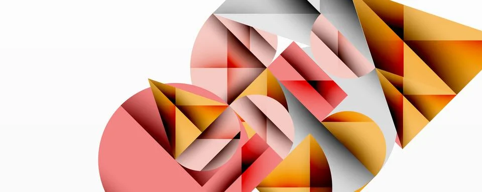 Abstract geometric artwork with overlapping circles and gradients, circle square Illustrazione stock