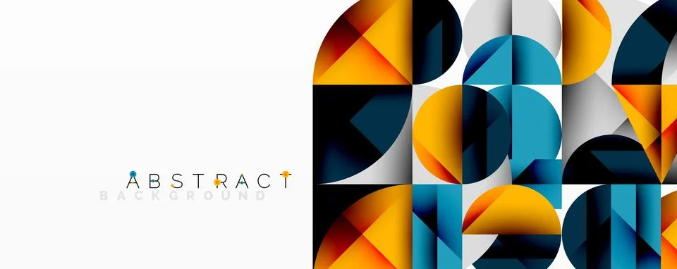 Abstract geometric artwork with overlapping circles and gradients, circle square Illustrazione stock