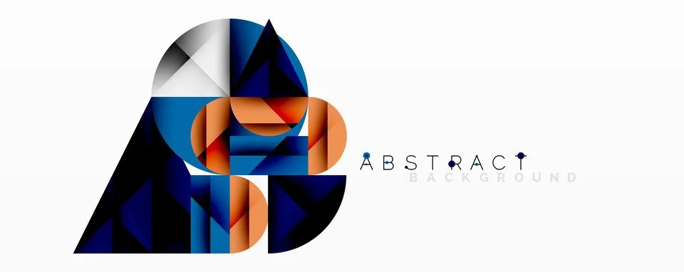 Abstract geometric artwork with overlapping circles and gradients, circle square Illustrazione stock