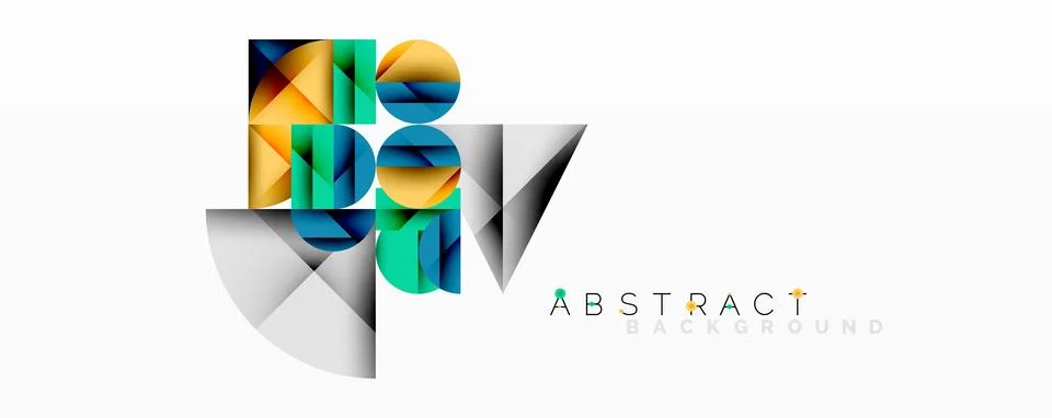 Abstract geometric artwork with overlapping circles and gradients, circle square Illustrazione stock