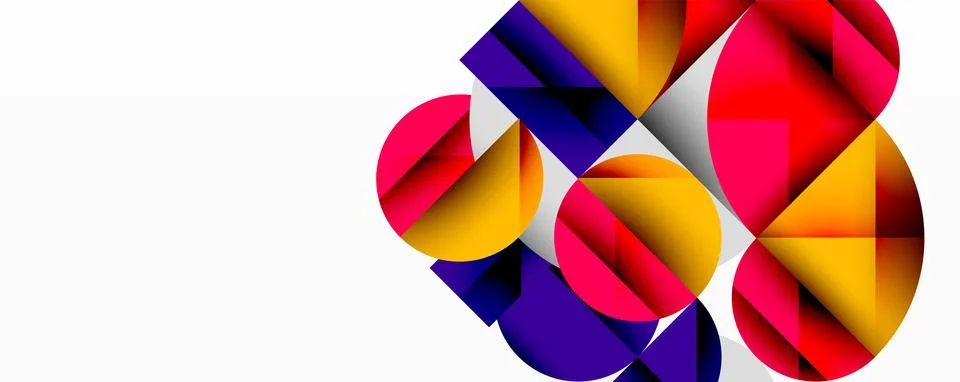 Abstract geometric artwork with overlapping circles and gradients, circle square Illustrazione stock