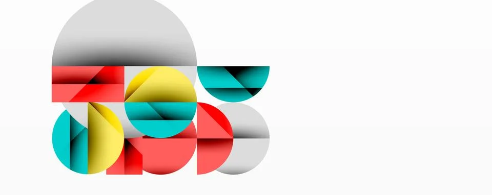 Abstract geometric artwork with overlapping circles and gradients, circle square Illustrazione stock