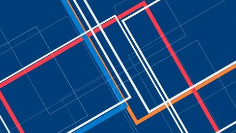 Abstract geometric artwork shows intersecting rectangles and slanted lines .. Illustrazione stock