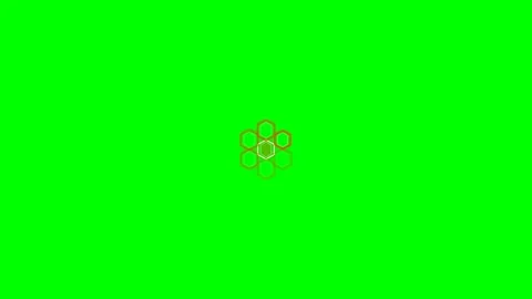 Abstract geometric atom symbol floating on a vibrant solid green background Vídeos de archivo 340266654